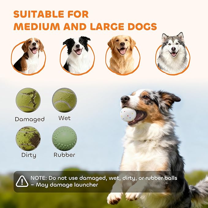 PawHut Automatic Dog Ball Launcher, Rechargeable Dog Ball Thrower with Remote Control, 3 Adjustable Distance (39ft/59ft/78ft), 6 ETPU Tennis Fetch Toys 2.5", for Medium Large Breeds, Blue