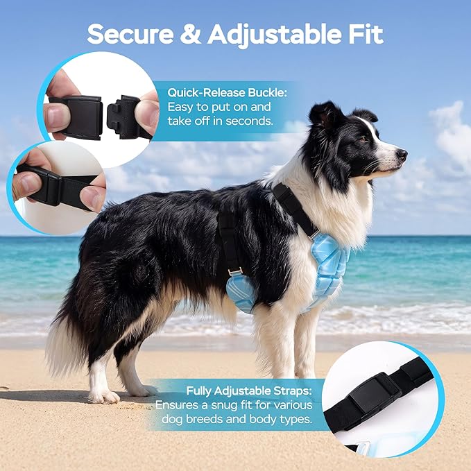 Cooling Vest, 30% Lighter Than Water Vests, Dry-Chill Lightweight Physical Gear (Prevents Over-Chilling), Adjustable Stretch Cords, dog cooling vest for Indoor Outdoor, Hot Weather, summer use(S)