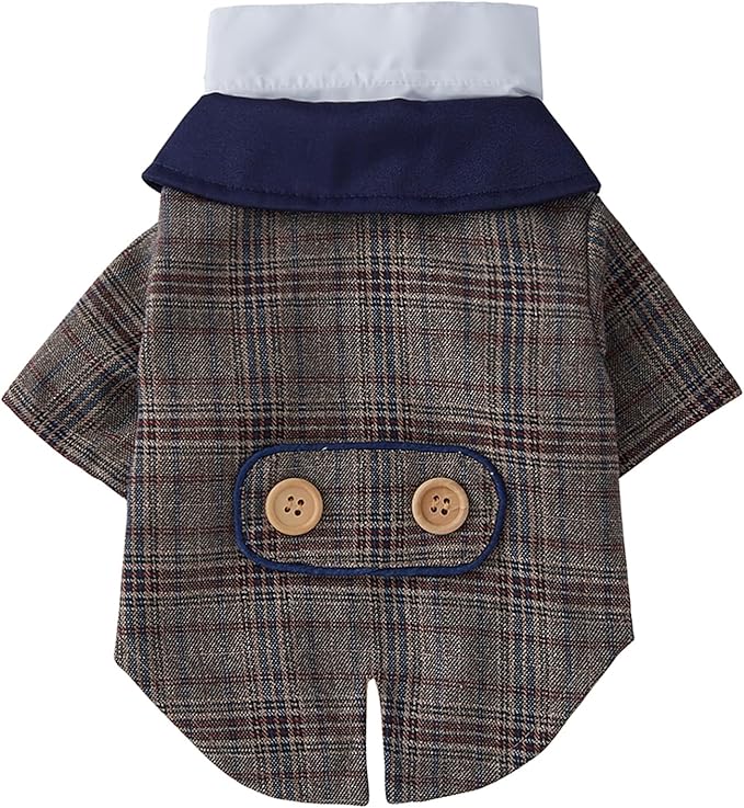 GabeFish Pets Wedding Jackets Suit for Dogs with Bow Tie Puppy Cat Formal Clothes Shirt Tuxedo (Brown, M (Chest 15.3in/39cm))