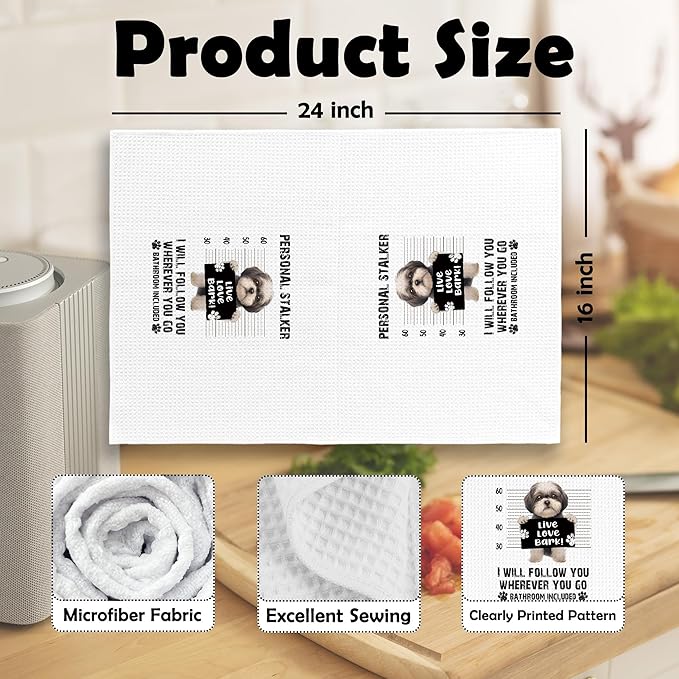 Funny Shih Tzu Kitchen Dish Towels, Shih Tzu Gifts, Funny Dog Bathroom Decor, Shihtzu Gifts for Women, Dog Mom Gift Hand Towels Kitchen Tea Towel Decorations, 16x24inch