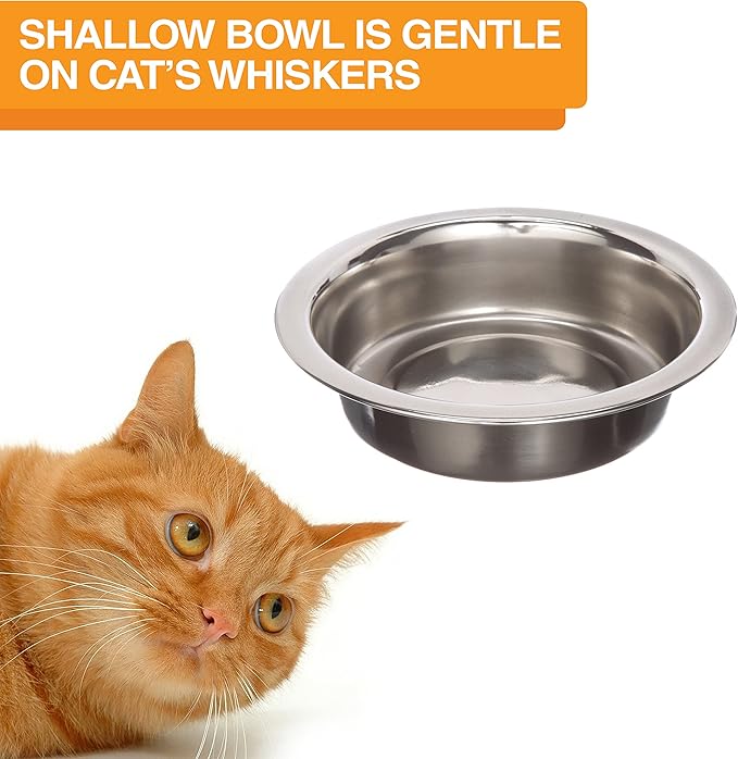 Neater Feeder Deluxe Mess-Proof Elevated Cat Bowls, 2 Height Adjustable (6” & 7.5”) No-Spill Raised Cat Bowl Stand, Whisker Friendly Stainless Steel Dishes for Indoor Cats, Made in USA, Gunmetal
