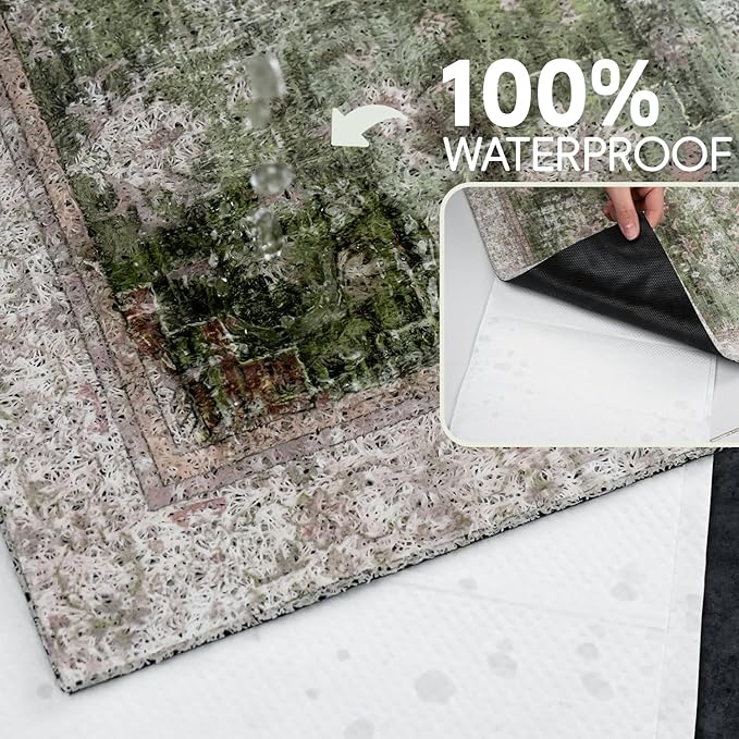 Cat Litter Mat Litter Trapping Mat, 24"x15" Waterproof Urine Proof Litter Box Mat Catcher Mat Non-Slip Washable for Kitty Kitten, Green