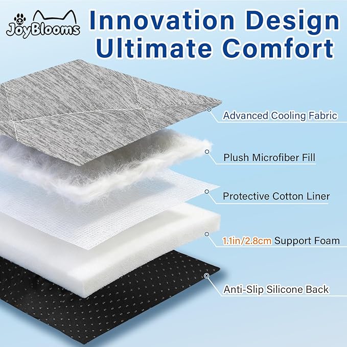 JoyBlooms Dog Bed for Car Back Seat, Dog Cooling Mat with 1.1in/2.8cm Thick Foam, Cooling Anti-Slip Washable Back Seat Pet Bed, 51.6in x 22.6in Fit on Backseat Extenders of SUVs and Small Trucks,Gray