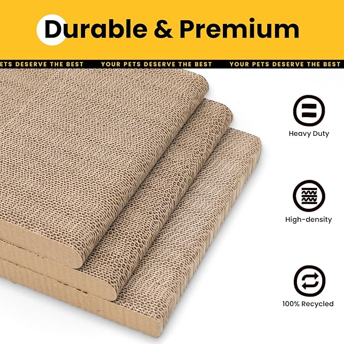 Conlun Cardboard Cat Scratcher, 23" L-Shaped Scratch Pad, Vertical Wall-Leaning Scratching Board to Protect Furniture for Indoor Cats,Wood Grain Large