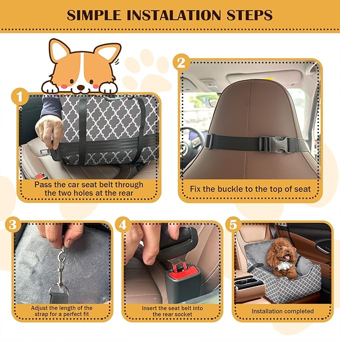 Dog Car Seats for Small Medium Sized Dogs Carseat for Car Funny Fuzzy Pet Dog Booster Car Seat Puppy Under 31 Lbs with Soft Plush Cushion&Washable Removable Cover