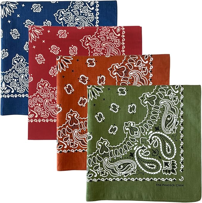 The Peacock Crew Premium Soft Cotton Bandanas Pack for Men and Women Paisley 22 x 22 inches