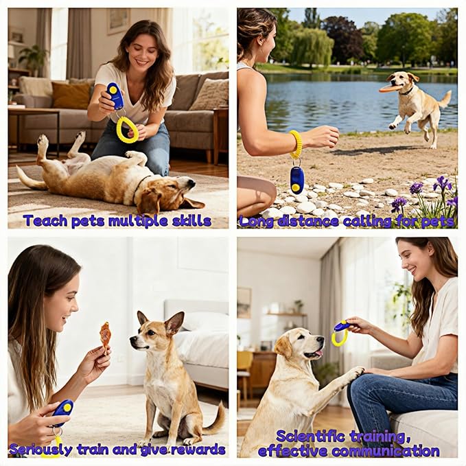 BUBBLE-FLY Dog Training Clicker with Wrist Strap, Effective Obedience Aid for Barking, Sit, Stay. Humane & Easy