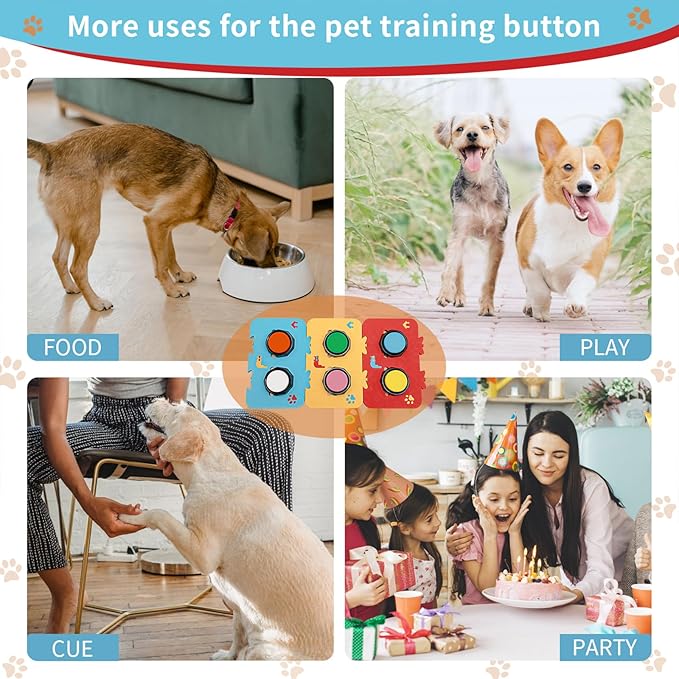 6Pcs Dog and Cat Communication Buttons Set Dog Training Answer Buzzer Talking Buttons for Dogs with Anti Slip Dog Mat for Dogs Pet Cat Training Family(#1)