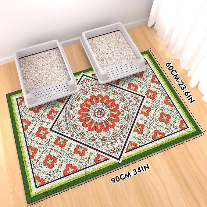 Jumbo Cat Litter Mat Catcher 35"x24" | Ultra-Absorbent Litter Box Rug with PVC Mesh | Non-Slip Cat Rug for litter box, Washable Kitty Litter Mat For Indoor,Garden