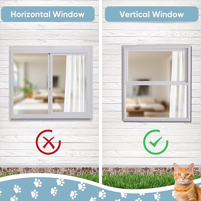FunXplore Cat Window Box Weatherproof Catio Outdoor Cat Enclosure Perch with Bug-Proof Wire Grid Fits Double Hung Frames 25.4" to 43.3" Wide Sunbathing Napping Overlooking