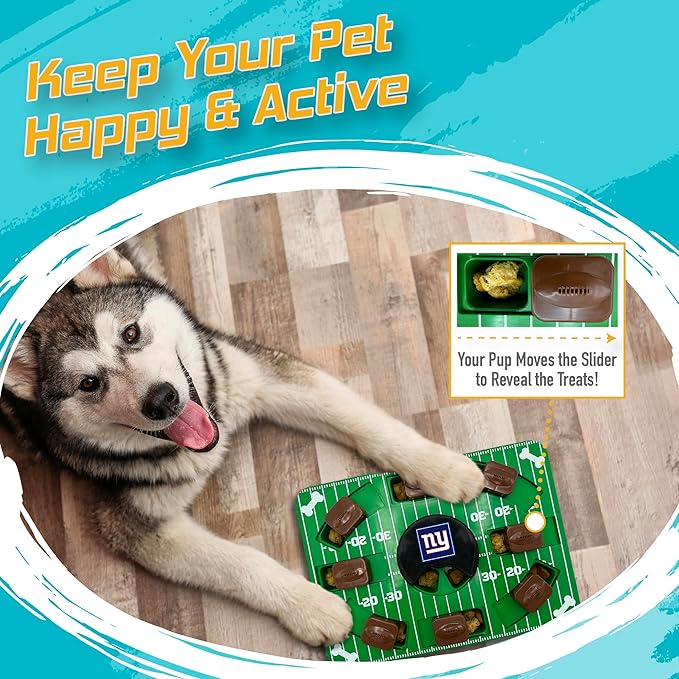 Pets First NFL New York Giants Puzzle Toy - Interactive Dog Treat Puzzle (Pack of 2)
