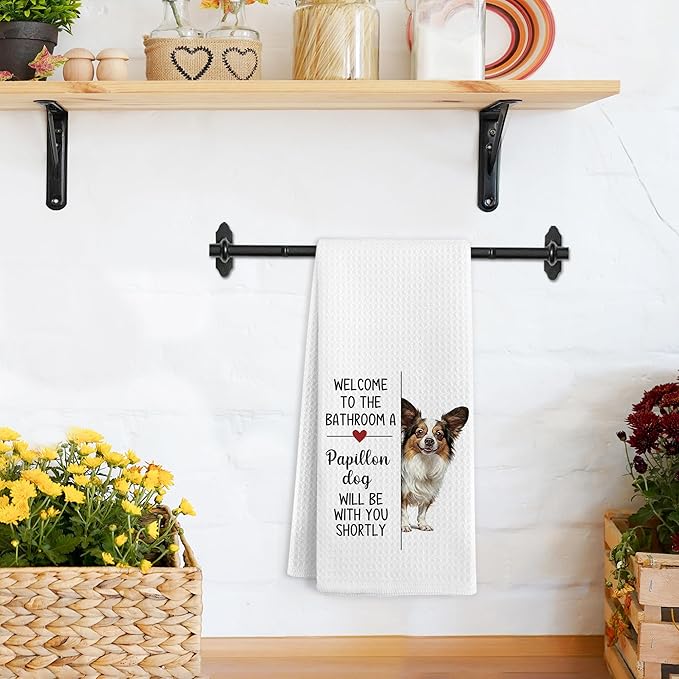 Funny Papillon Dog Gifts Hand Towels for Bathroom Decor, A Papillon Dog Will Be with You Shortly Hand Towels, Dogs Decorative Dish Tea Towel for Kitchen Bathroom, Dogs Gifts for Girls, 16x24 In