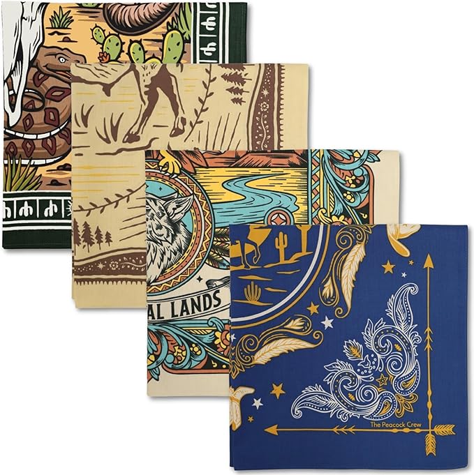 The Peacock Crew Premium Soft Cotton Bandanas Pack for Men and Women Paisley 22 x 22 inches