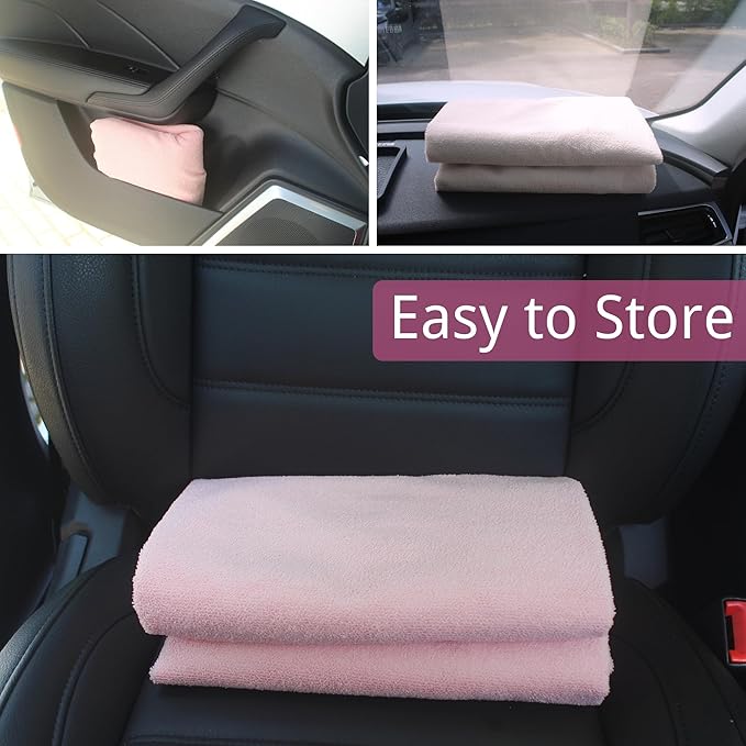 Waterproof Car Seat Cover for Front Seats, Protector for Cars SUVs Trucks, Sweat Towel Seat Covers Bucket for Gym,Workout,Beach,Hiking,Running and Swimming(Pink, 2PCS Front Seat Towel)
