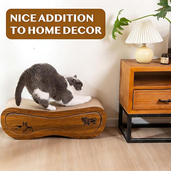 Cat Scratcher, 2 in 1 Cat Scratch Board for Scraching & Napping, Cat Scratchers for Indoor Cats Scratching Pad Couch Lounger Cardboard as Cat Bed & Furniture Protector, XLarge 34.25 Inch, with Catnip
