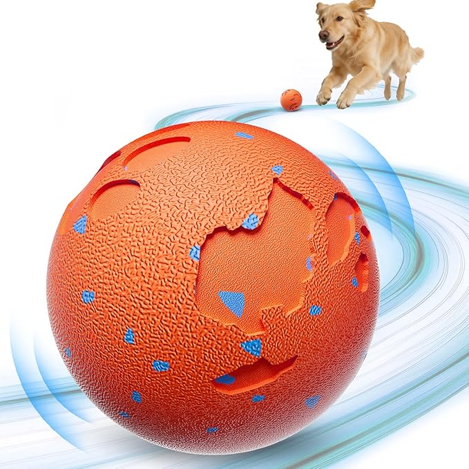 Interactive Dog Ball, Pet Toys Balls Automatic Moving & Bouncing Toy for Small Medium Large Dogs, Solid E-TPU & IPX7 Waterproof, Active Rolling Puppy Toy for Exercise and Boredom Relief(Orange)