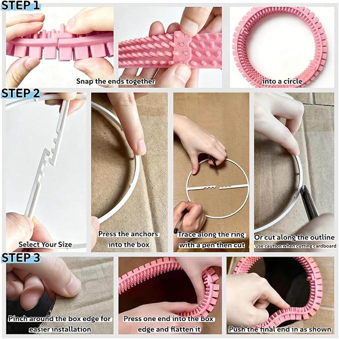 Cat Self Groomer Arch for Cardboard Boxes, DIY Cat Tunnel Brush & Massage Comb for Indoor Cats, Interactive Self Grooming Toy for Cat Cave, Hideouts & Enrichment Play (Blush Pink)