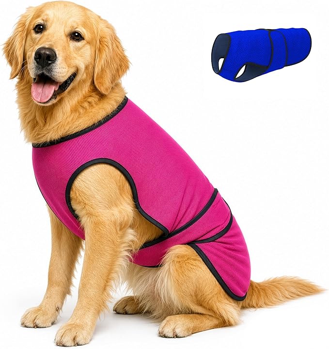Dog Cooling Vest – Lightweight Evaporative Shirt with UV Protection for Small, Medium, and Large Dogs – Breathable Soft Fabric for Hot Weather (XL, Rose Pink)