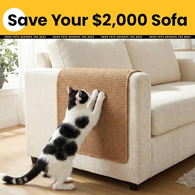 Conlun Cat Scratcher Mat,Sisal Cat Scratch Pad Rug,Wall Scratchers for Indoor Kitten Scratching&Stretching,Furniture Protector for Post&Sofas&Couch&Carpets&Floor,Kitty Bithday Gifts,Medium,Brown