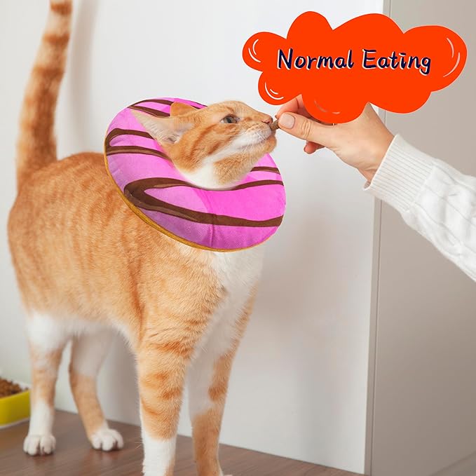 Seyezo Cat Cone Collar Soft, Adjustable Cat Recovery Collars Kitten Cones to Stop Licking, Cute Donut E Collar After Surgery, Anti-Lick Recovery Elizabethan Collar for Kittens (Pink, Small)