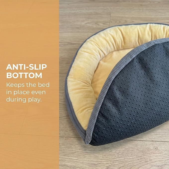 Calming Dog Bed for Small Dogs 16"x20" - Washable Donut Pet Bed with Anti-Slip Bottom, Soft Puppy Bed for Indoor Kittens and Cats with Removable Cover (Beige)