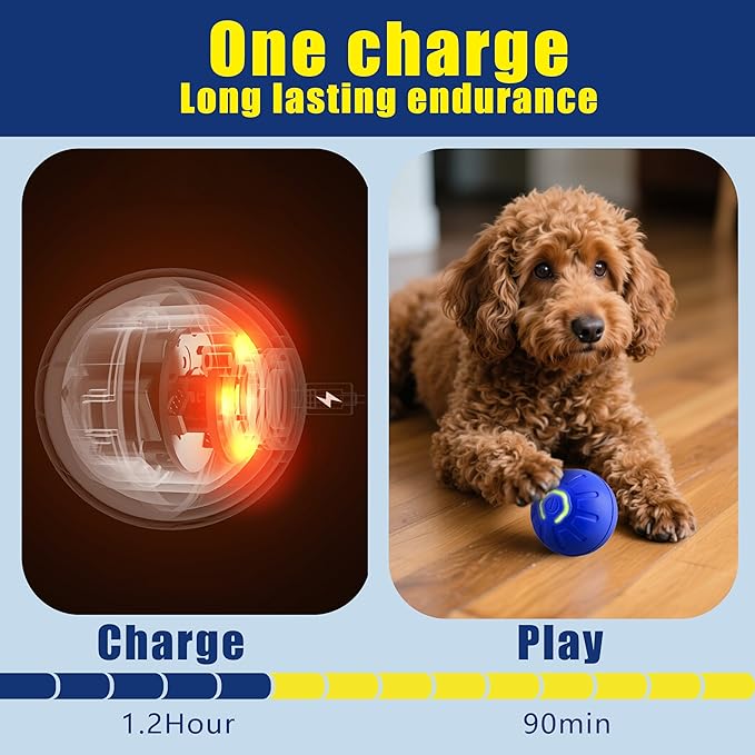 Self-Moving Dog Toy Ball – Auto Roll & Motion-Activated Play | Chew-Resistant | USB Rechargeable | for Puppies to Medium Dogs (Orange,2in Small)