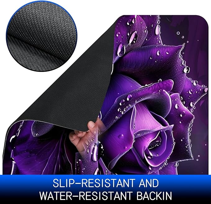 Dog Food Mat, 15.7" x 23.6" Absorbent Pet Feeding Mat for Food and Water, Waterproof Diatom Mud Pet Placemat with Non-Slip Rubber Backing, Easy Clean Cat Bowl Mat for Floors - Purple Rose