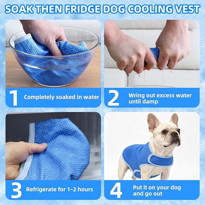 PUPTECK Dog Cooling Vest, Breathable Mesh PVA Dog Shirt, Lightweight Soft Instant Chill Sleeveless Pet Clothes, Adjustable Cooler Jacket Puppy Outfit for Hot Summer Outdoor, Blue M