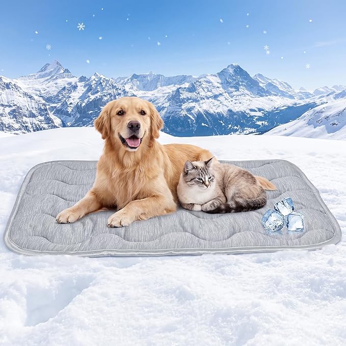 Dog Cooling Mat Q-Max>0.4 Self Cool Pad for Dogs and Cats with Anti-Slip Bottom, Washable Portable Pet Sleeping Pad for Summer，X-Larger Size 47.2" *29.6"