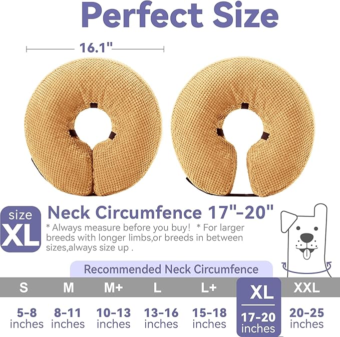 Loflaze Inflatable Dog Cone Collar - Dog Neck Donut Cone Collar Alternative After Surgery - Soft Cone for Large Medium Small Dogs Cats - Alternative Recovery E Collar (Yello, XL)