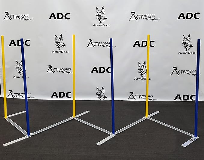 ActiveDogs Agility Above Ground Weave Poles - Outdoor Dog Obstacle Agility Training Exercise Equipment (Competition Weave Pole System - 6 Pole)