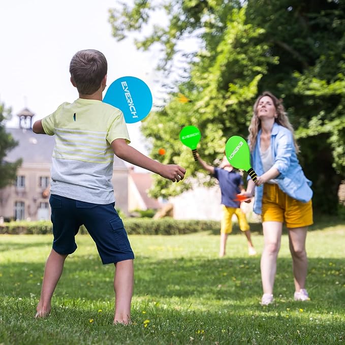 Paddle Ball Set – Indoor & Outdoor Racket Game for Kids, Teens, and Adults, Badminton & Camping Games Essentials, Fun for Beach, Yard, and Lawn Play All Year Round