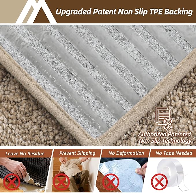 COSY HOMEER Stair Treads for Wooden Steps 11"x30" Washable Indoor Carpet Stair Treads Non Slip Soft Polyester Stair Carpet Tread Reusable Stair Runner Rugs for Kids, Elders,Pets,Beige,15pcs