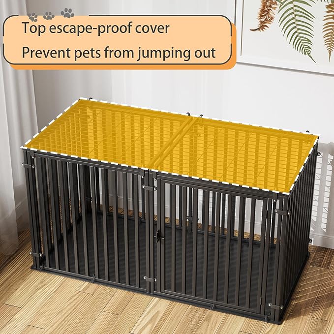 LURIVA 55" L Steel Tube Large Dog Crate with Oxford Cloth Base, Heavy Dog Crates for Medium Large Dogs, Big Dog Cage, Dog Kennel, Puppy Dog Playpen with Top, Pet Cage, Indoor, Black3