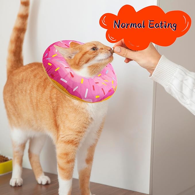 Seyezo Cat Cone Collar Soft, Adjustable Cat Recovery Collars Kitten Cones to Stop Licking, Cute Donut Neck Collar After Surgery, Kitten Elizabethan Protective Cones After Spay (Donut Pink, Medium)
