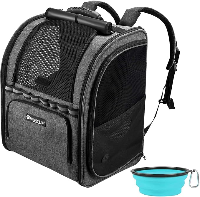 Cat Backpack Carrier with Breathable Mesh, Pet Carrier Backpack for Cats/Small Dogs, Dog Carrier Backpack, Great Ergonomic 3D Design for Travel/Hiking/Outdoor/Vet/Walk-Dark Grey