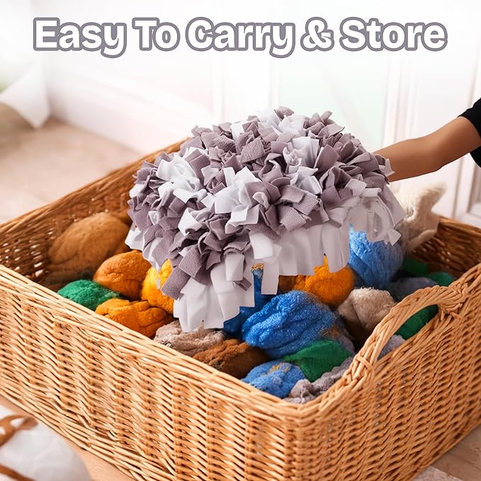 Snuffle Mat for Dogs | Travel-Friendly & Durable Dog Sniff Mat | Encourages Foraging, Slow Eating, Mental Stimulation & Stress Relief | Interactive Dog Enrichment Mat for Puppies & Adult Dogs (Grey)