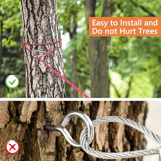 XiaZ Dog Tie Out Cable for Camping, 100ft Portable Overhead Trolley System for Dogs up to 200lbs，Dog Lead for Yard, Camping, Parks, Outdoor Events,5 min Set-up