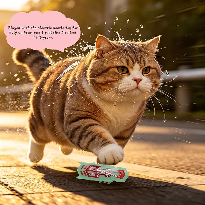 Cat Interactive Toy Educational Cat Teaser Toy 2PCS Electronic Beetle Interactive Set for Indoor Cats Kitten Chase Exercise Battery Operated