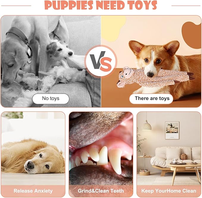 BUYPOW Koala No Stuffing Dog Toys for Large Dogs, Squeaky Crinkle Interactive Dog Animals Toys, Plush Teething Toys to Keep Them Busy, Cute Funny Dogs Gifts for Small Medium Large Breed