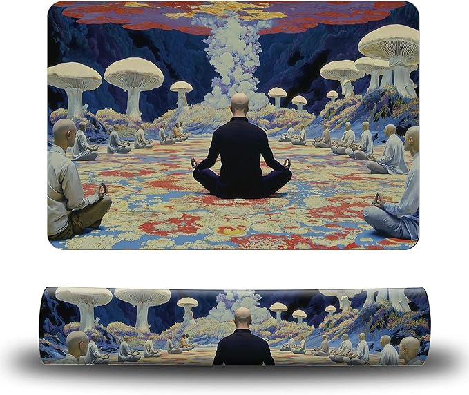 Dog Food Mat, 19.6" x 23.6" Absorbent Pet Feeding Mat for Food and Water, Waterproof Diatom Mud Pet Placemat with Non-Slip Rubber Backing, Cat Bowl Mat for Floors - White Mushroom Man