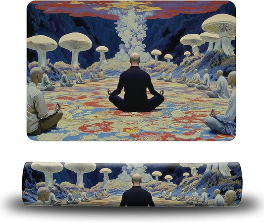 Dog Food Mat, 15.7" x 23.6" Absorbent Pet Feeding Mat for Food and Water, Waterproof Diatom Mud Pet Placemat with Non-Slip Rubber Backing, Cat Bowl Mat for Floors - White Mushroom Man