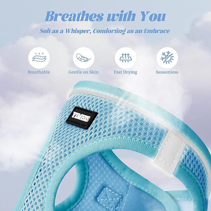 YIMEIS Dog Harness and Leash Set, No Pull Soft Mesh Pet Harness, Reflective Adjustable Puppy Vest for Small Medium Large Dogs, Cats (Sky Blue, Medium (Pack of 1)