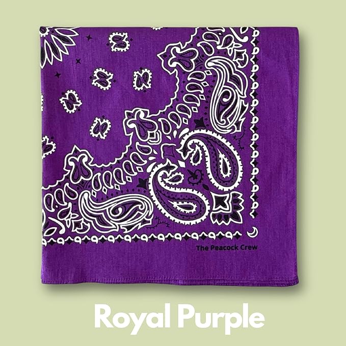 The Peacock Crew Premium Soft Cotton Bandanas Pack for Men and Women Paisley 22 x 22 inches