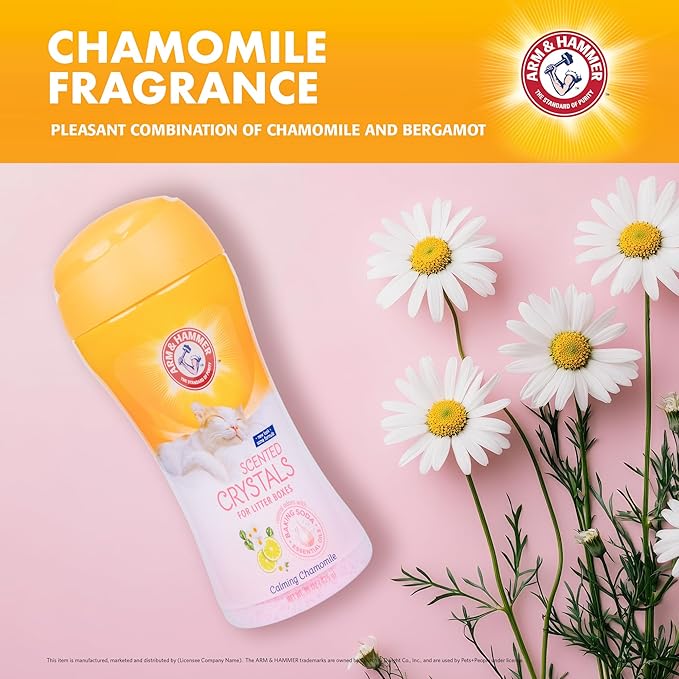 Arm & Hammer Cat Litter Deodorizing Crystals with Baking Soda Calming Litter Box Odor Eliminator Dissolving Crystals for Litter Odor Control Chamomile Scent 15 OZ Single Routine Litter Freshener