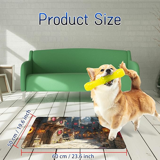 Dog Food Mat, 19.6" x 23.6" Absorbent Pet Feeding Mat for Food and Water, Waterproof Diatom Mud Pet Placemat with Non-Slip Rubber Backing, Easy Clean Cat Bowl Mat for Floors - Castle Town