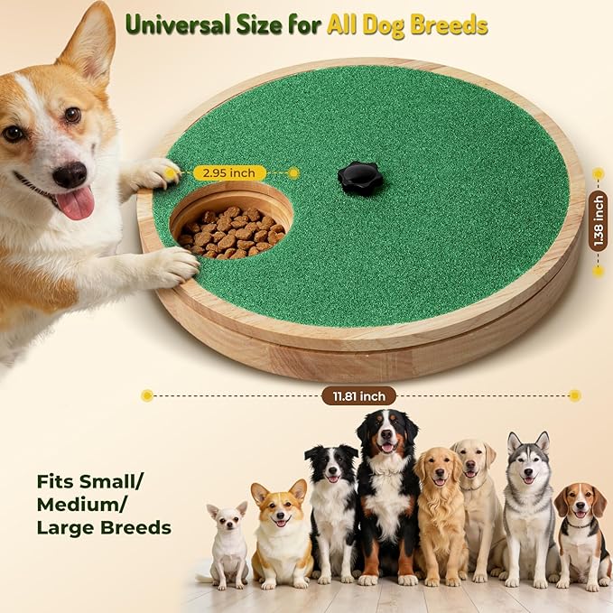 Zenflux Dog Nail Scratch Board with Treat Box, Dog Scratch Pad for Nails, Adjustable Interactive Dog Nail File Toy for Stress-Free Grooming, Treat Puzzle Scratch Board for Dogs, Green