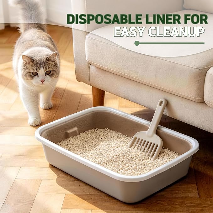 Disposable Litter Boxes for Cats 6-Pack Extra Thick & Sturdy Box Eco-Friendly Cat Travel Cardboard Portable Kitty Litterbox Jumbo Litter Pans for Kitten Leakproof Sustainable for Indoor Outdoor Use