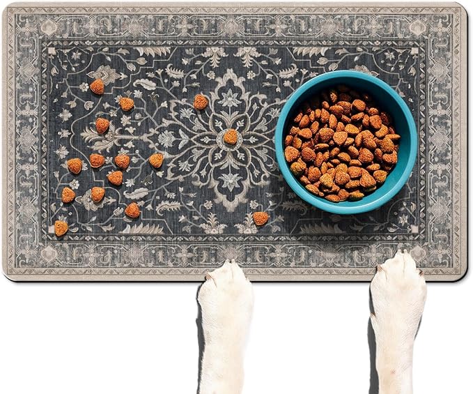 Absorbent Pet Dog Bowl Mat for Food and Water, Pet Cat Food Feeding Mat with Non Slip Rubber Backing, Dog Food Mats for Floors Waterproof, 24"x32"
