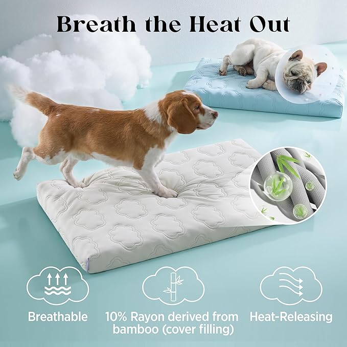 LE SURE Cooling Dog Bed for Small Dogs, Q-Max>0.5 Cooling Mat with Removable Washable Cover, Breathable Orthopedic Egg Crate Foam Summer Pad for Active/Long-Haired/Senior Pets/Cats/Puppy, 23x17 Inch